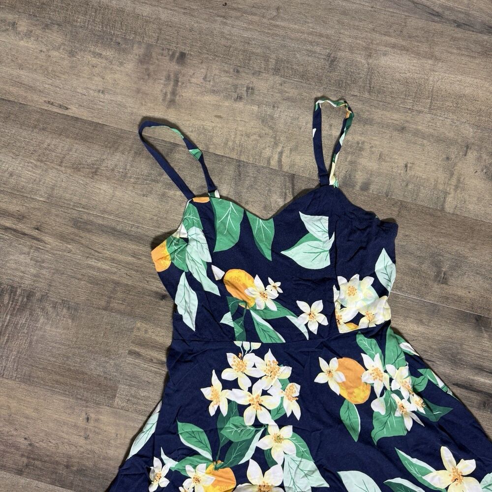 Old Navy Fit and Flare Cami Lemon Floral Dress Size Medium Womens Resort Wear - Picture 4 of 8